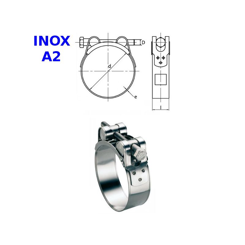 Collier à tourillons Inox W4 plage de serrage 60-63 mm - vendu à l'unité